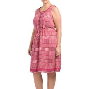 Lucky Brand Jacquard Border Print Dress  Red Plus